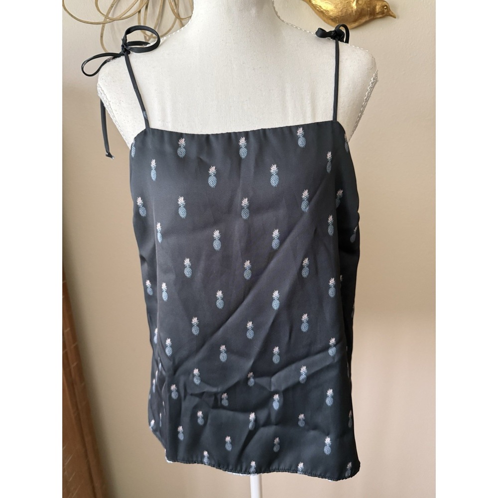 Sam & Lavi Womens M NWT Reversible Pineapple Tie Strap Cami Tank Top Navy Blue